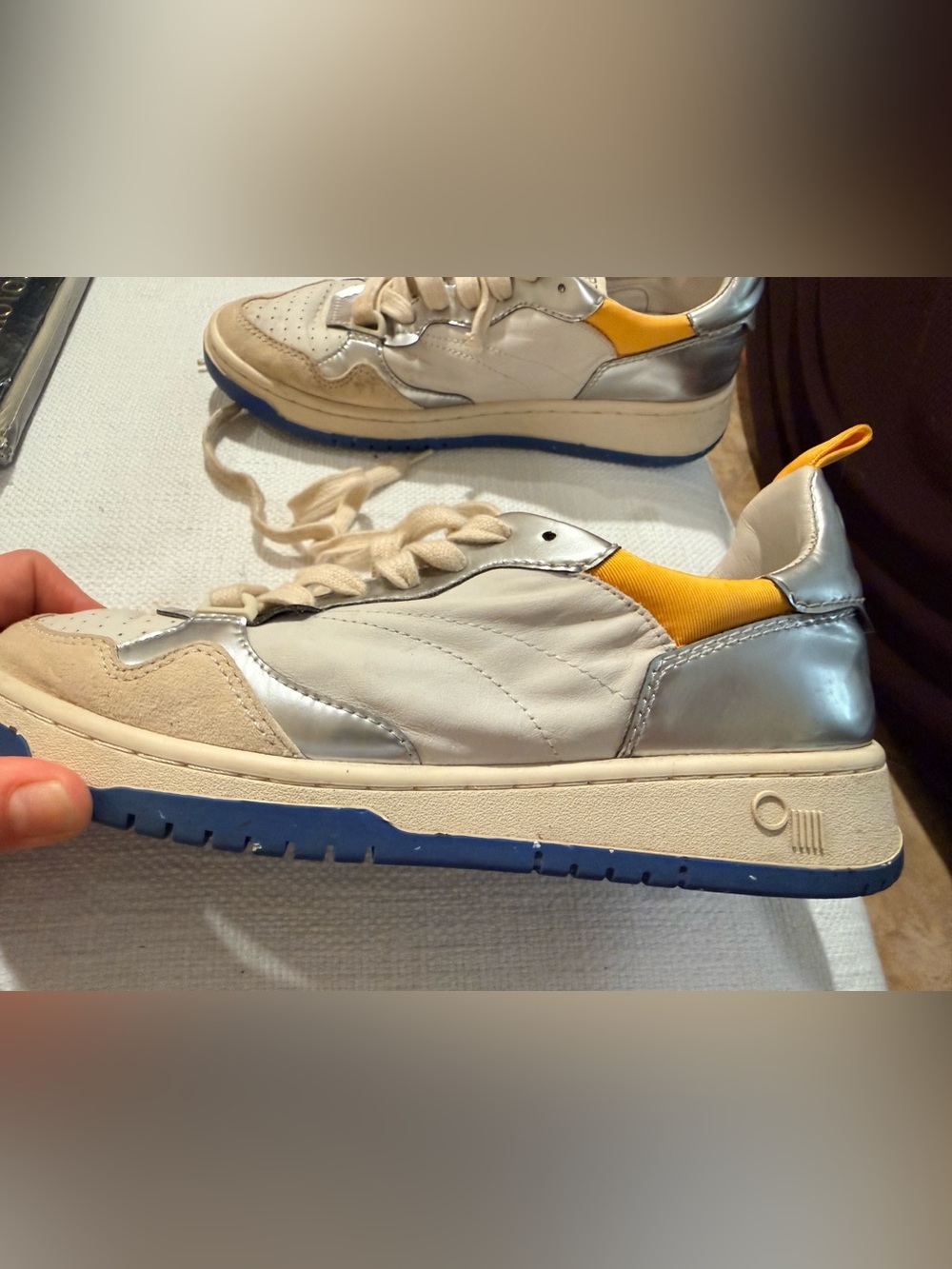 ONCEPT Phoenix Silver Flash Leather Sneakers - White/Silver/Blue - Picture 12 of 13